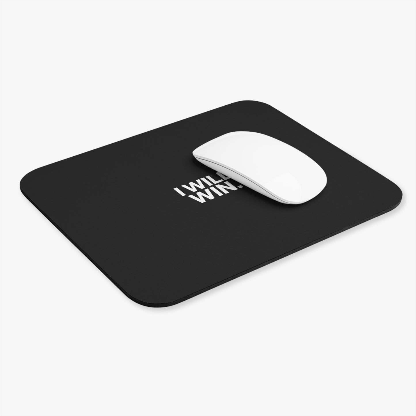 I Will Win Mouse Pad — Motivational Black Desk Mat